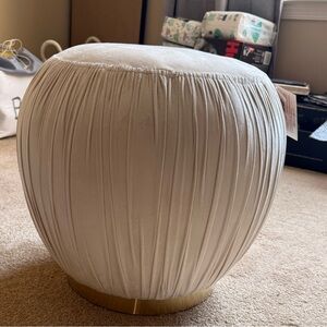 Luxurious Cream Pouf with Gold Base